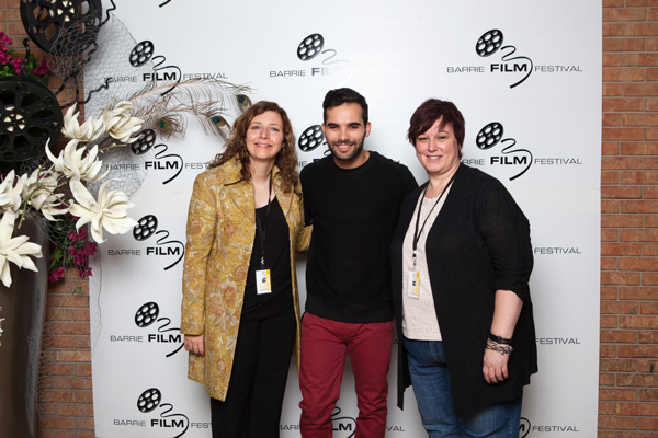 Barrie Film Festival Opening Night Film "Relative Happiness" Johnathan Sousa here with Festival Director Claudine Benoit and Programmer Julinda Morrow